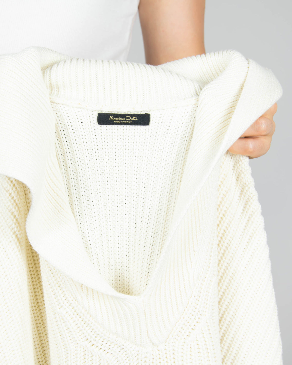 Cream modal and cotton sweater with black stripes by Massimo Dutti