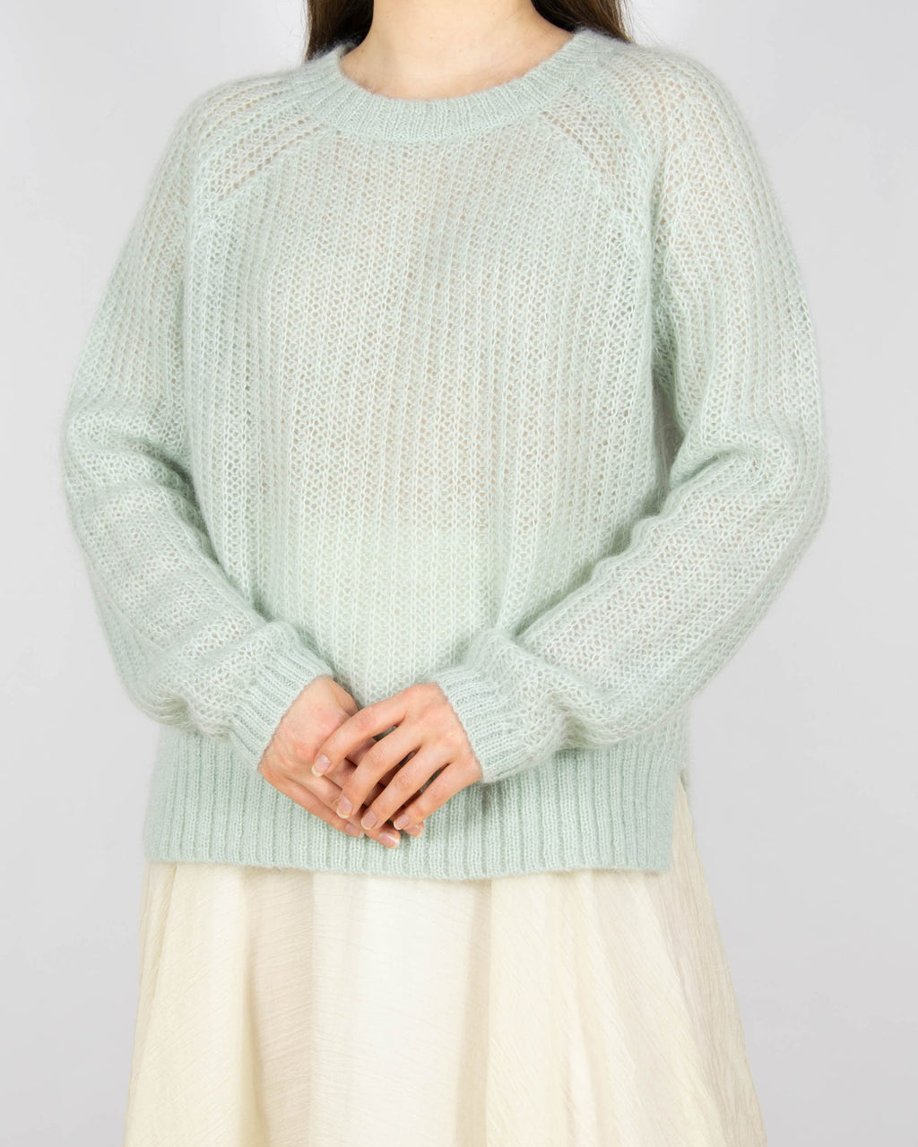 Mint green mohair sweater by HALLHUBER