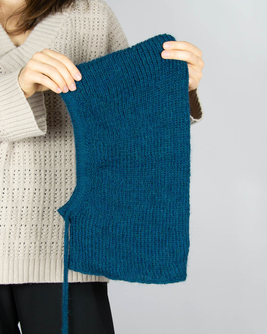 Teal handmade wool and alpaca balaclava