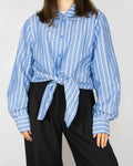Blue viscose and linen tie-front shirt by & Other Stories