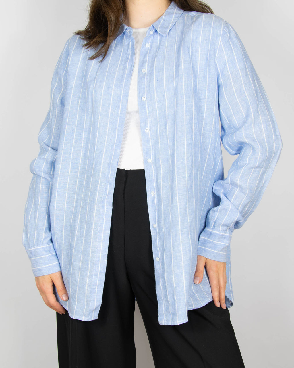 Blue striped linen shirt by Arnie Says