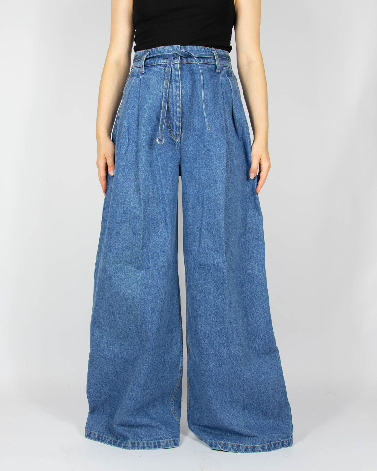 Blue wide-leg cotton jeans by Christian Wijnants