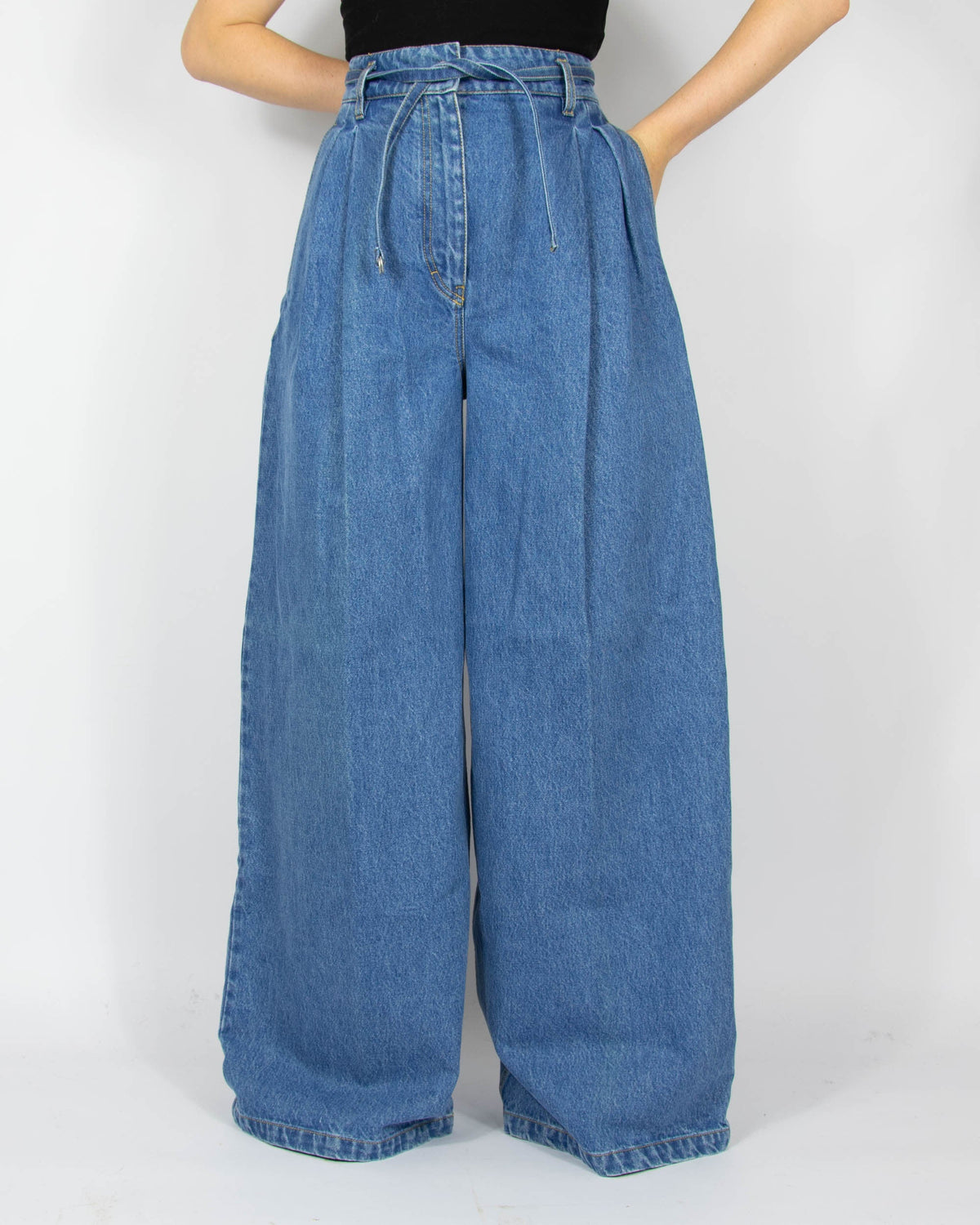 Blue wide-leg cotton jeans by Christian Wijnants