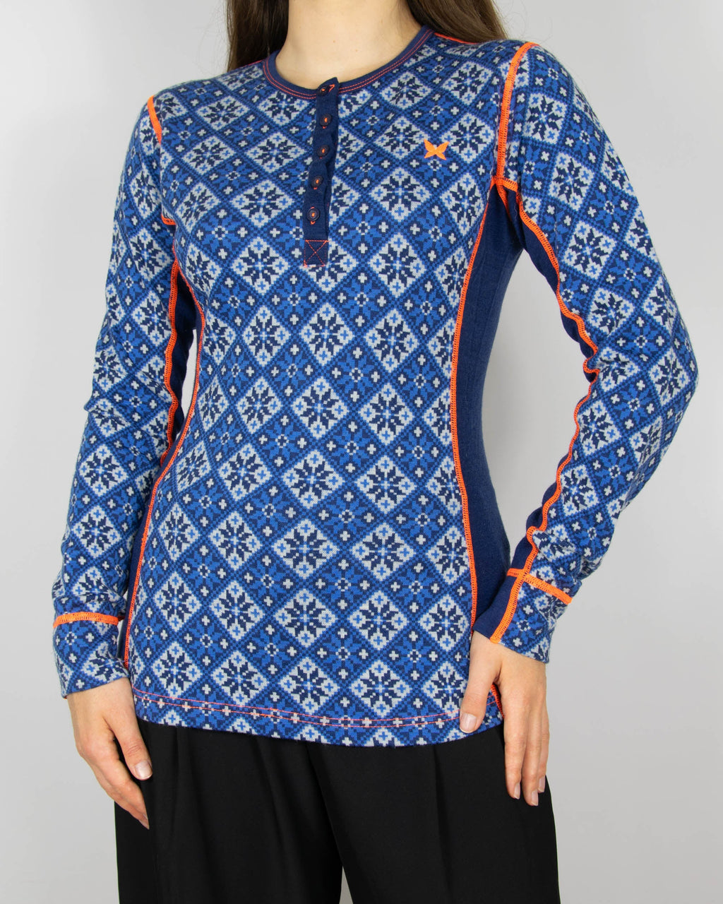 Blue merino wool thermal top by Kari Traa