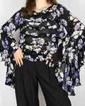 Black floral viscose blouse by byTiMo