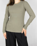 Olive ribbed long-sleeve cotton top by Levete Room