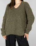 Khaki green alpaca and wool sweater by MOS MOSH