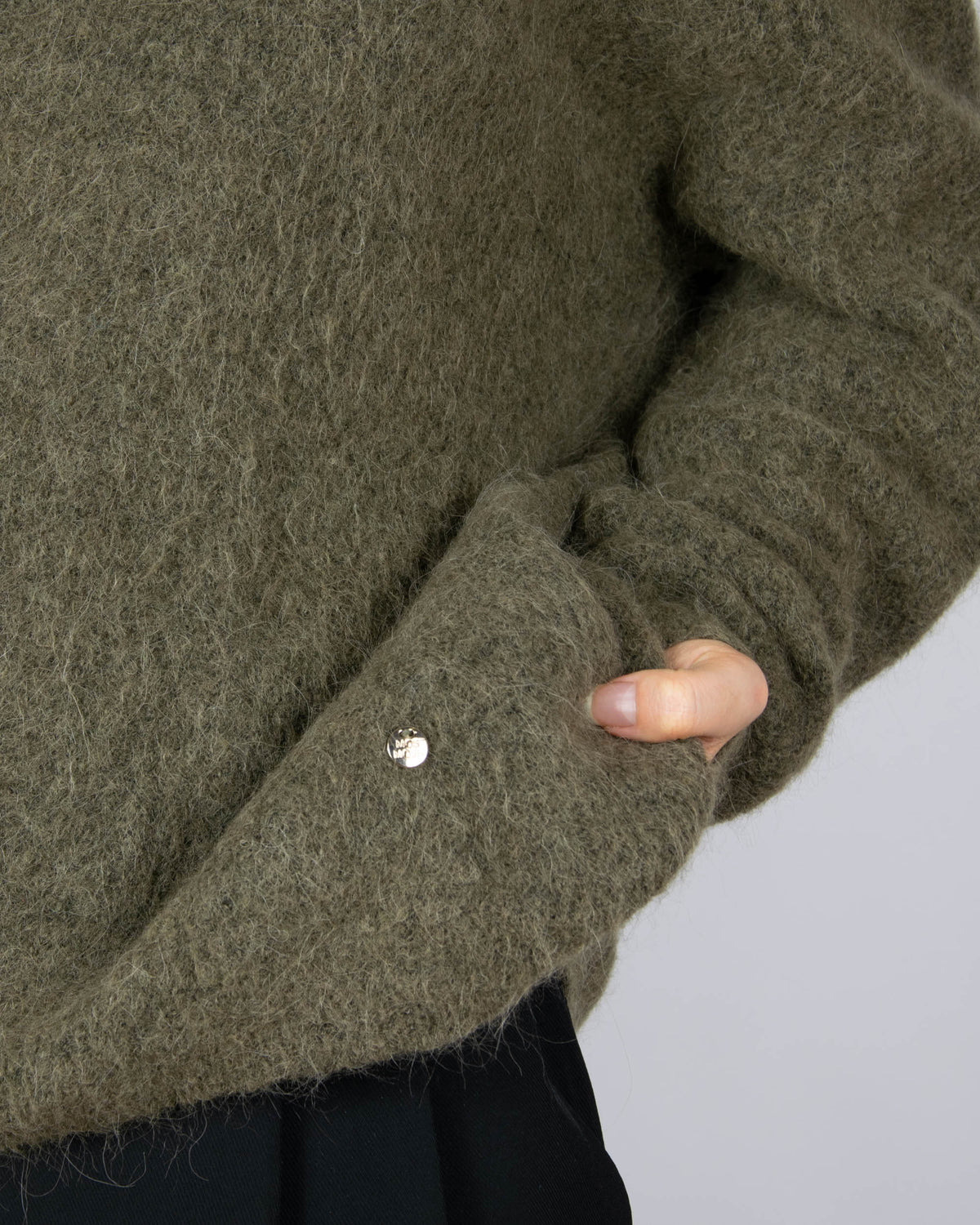 Khaki green alpaca and wool sweater by MOS MOSH