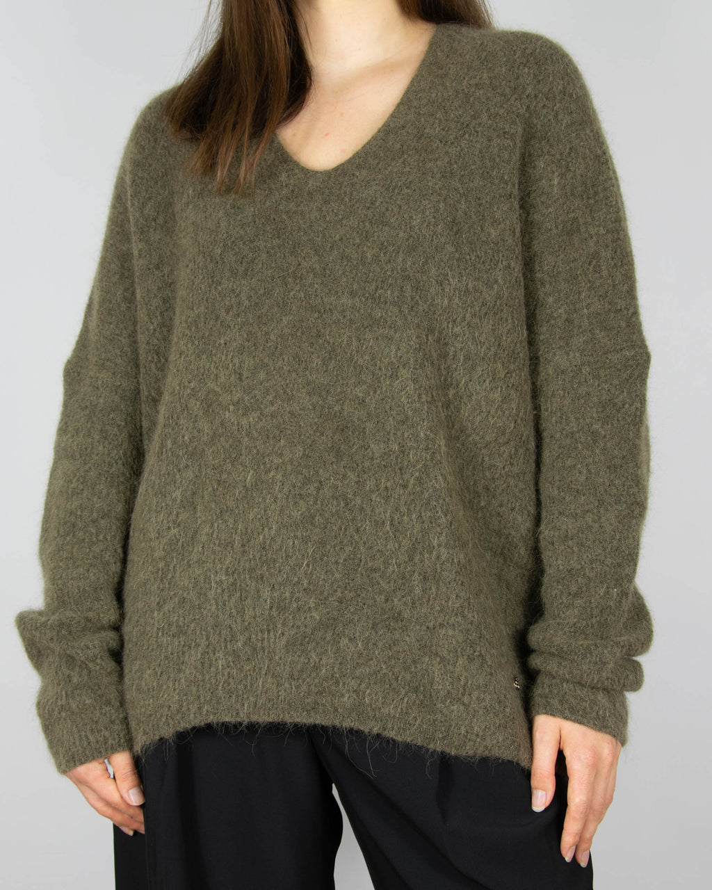 Khaki green alpaca and wool sweater by MOS MOSH