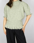 Pistachio green alpaca and merino wool sweater by Ella & Il