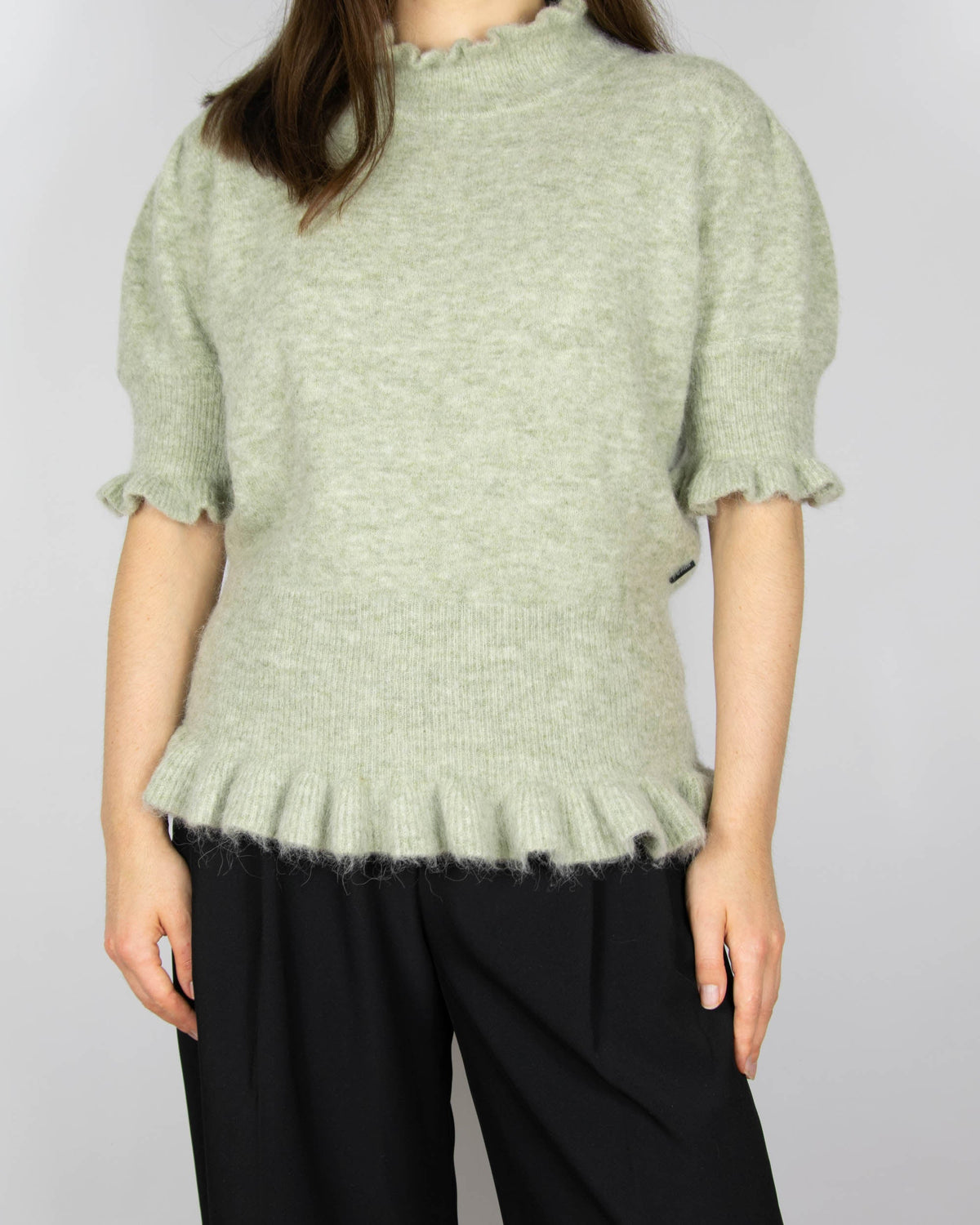 Pistachio green alpaca and merino wool sweater by Ella & Il