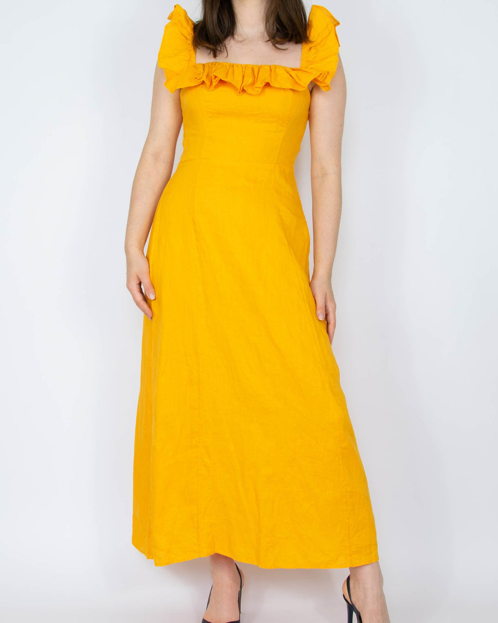Orange linen dress by & Other Stories in a beautiful sunset shade
