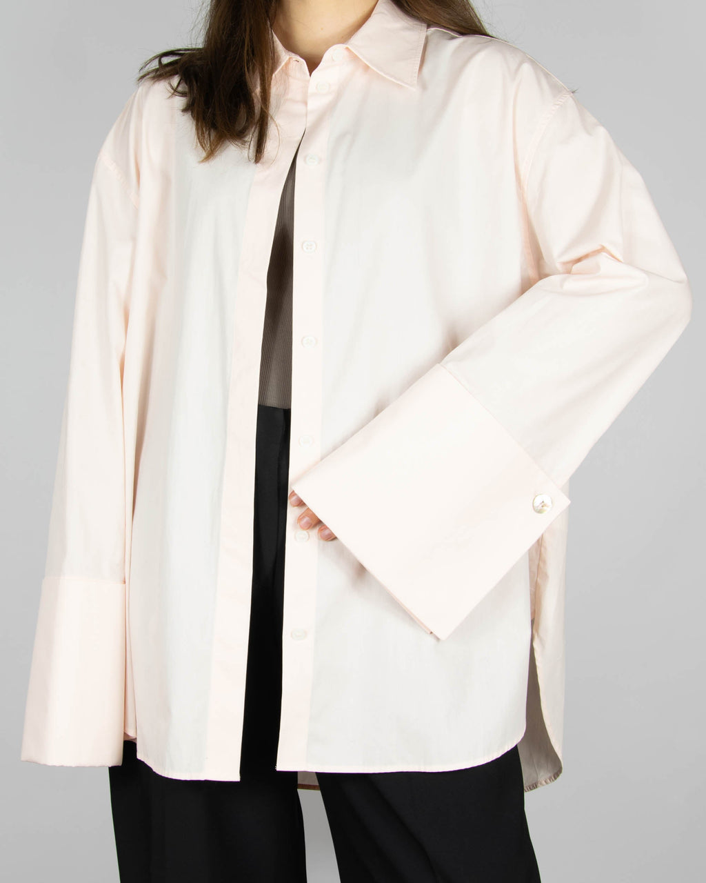 Powder pink oversized cotton shirt by H&amp;M Premium.