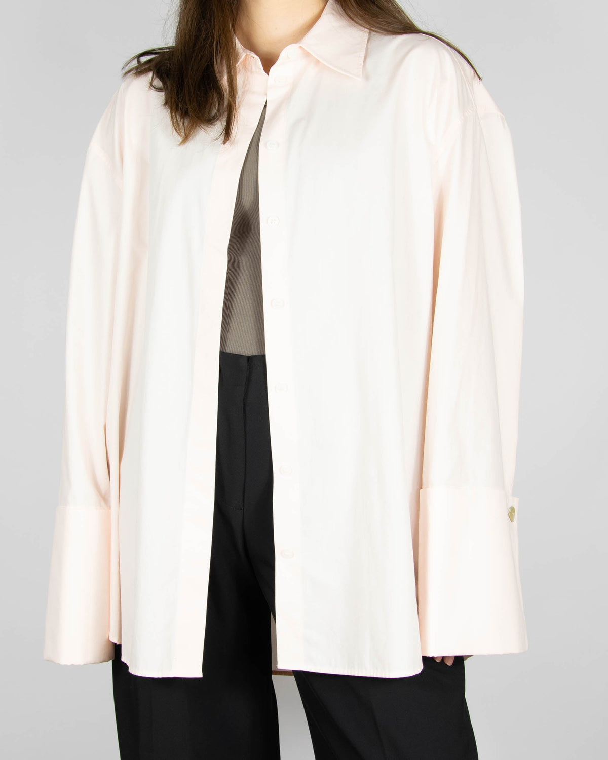 Powder pink oversized cotton shirt by H&amp;M Premium.