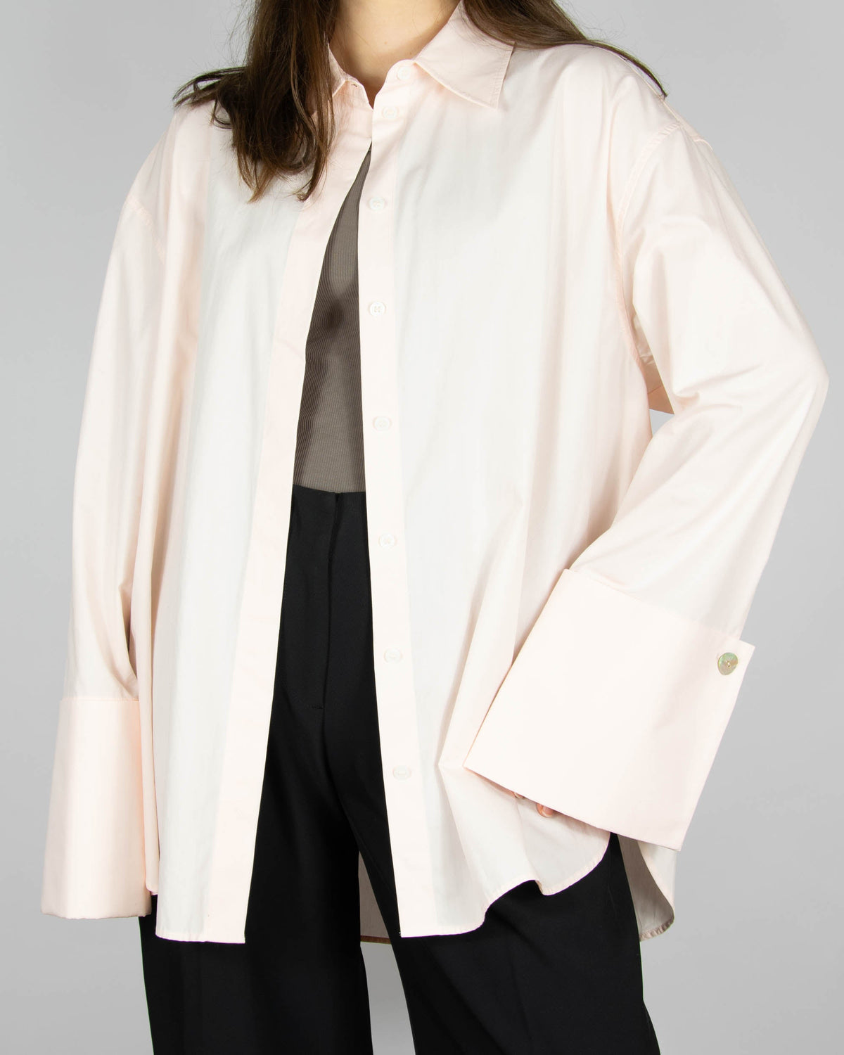 Powder pink oversized cotton shirt by H&amp;M Premium.