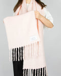 Large powder pink alpaca scarf by Norwegian luxury brand ENVELOPE 1976.