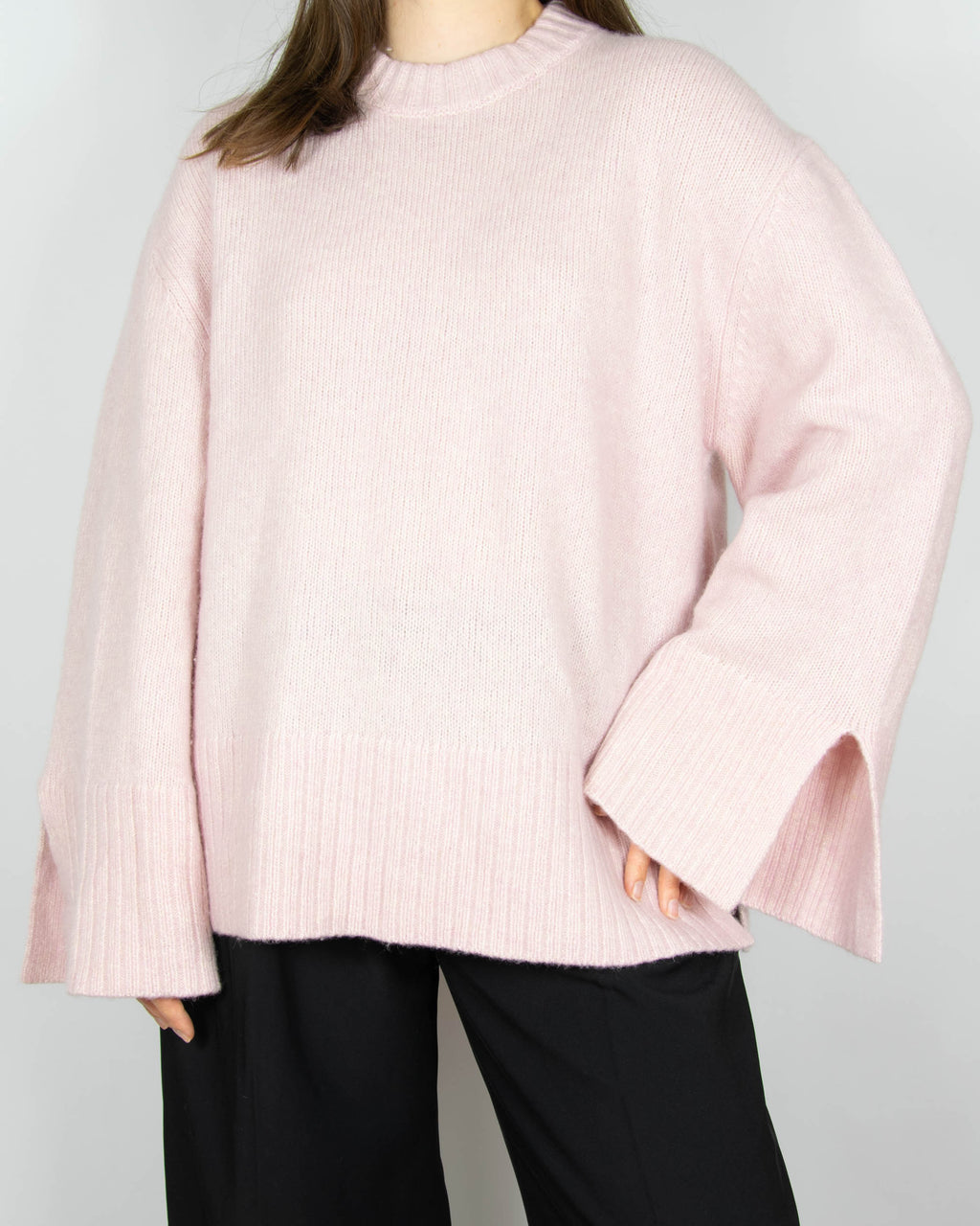 Powder pink wool and cotton sweater by Donna