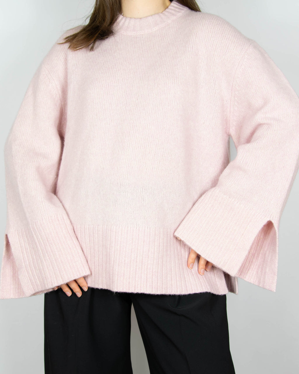 Powder pink wool and cotton sweater by Donna