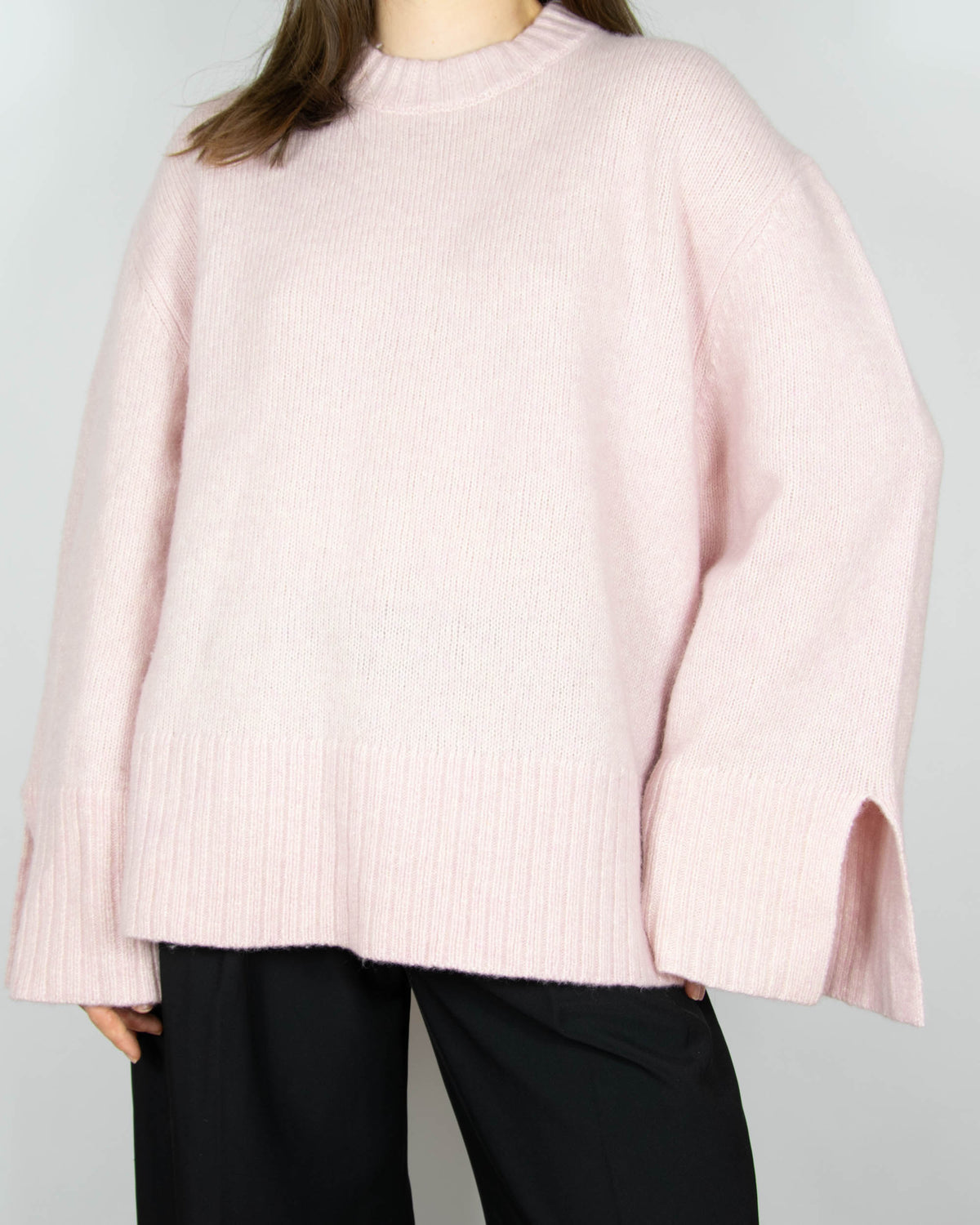 Powder pink wool and cotton sweater by Donna