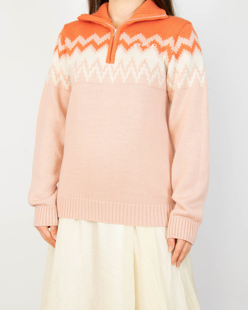 Pink and coral wool-blend sweater by JOHAUG