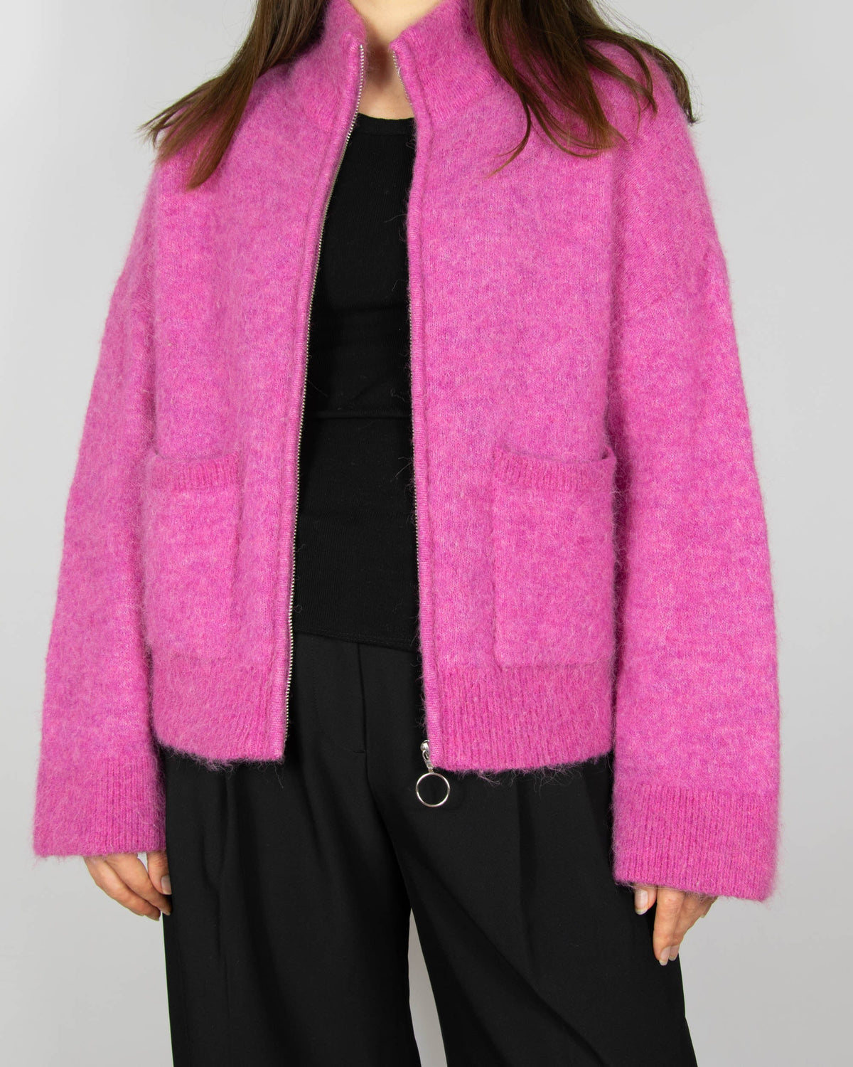 Pink wool and alpaca cardigan by Selected