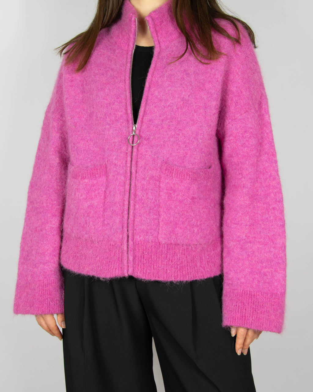 Pink wool and alpaca cardigan by Selected
