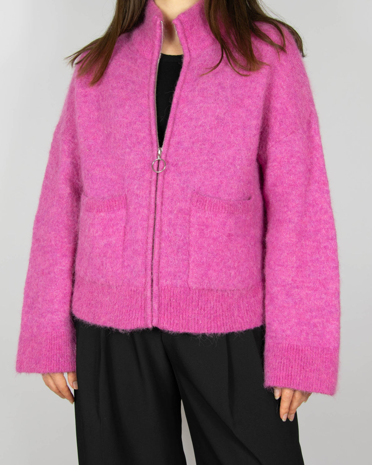 Pink wool and alpaca cardigan by Selected