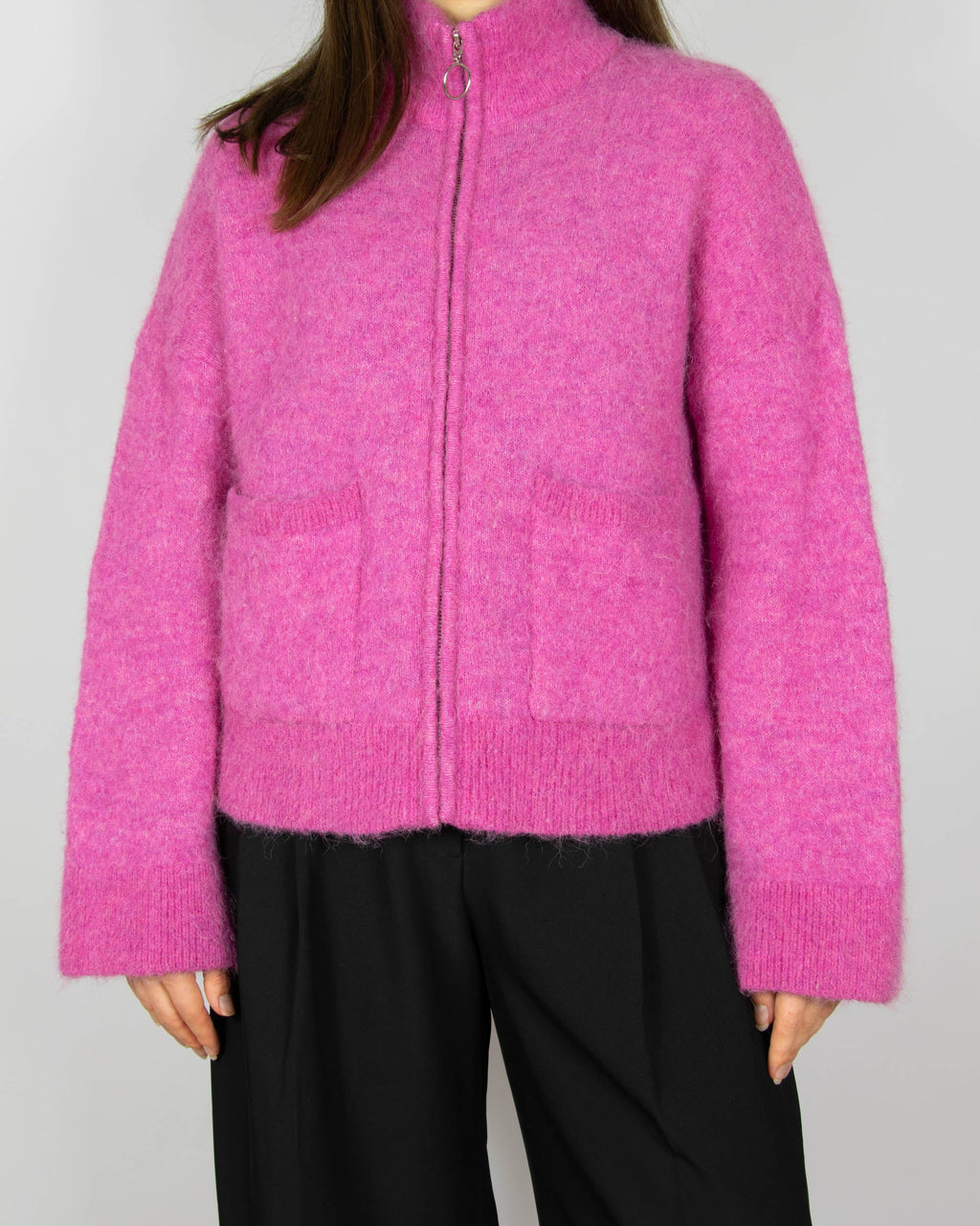 Pink wool and alpaca cardigan by Selected