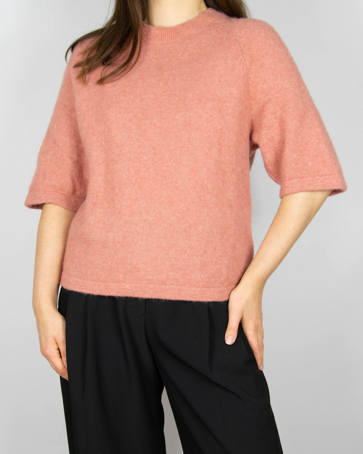 Pastel pink alpaca and wool short-sleeve sweater by & Other Stories