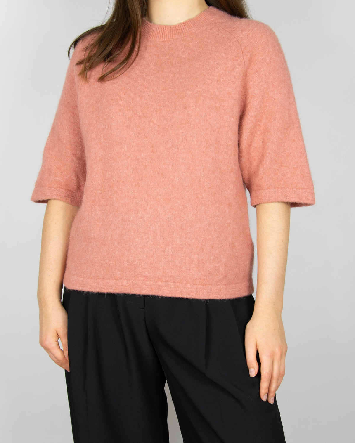 Pastel pink alpaca and wool short-sleeve sweater by & Other Stories