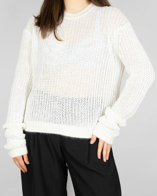 White linen and angora sweater by premium brand Acne Studios.