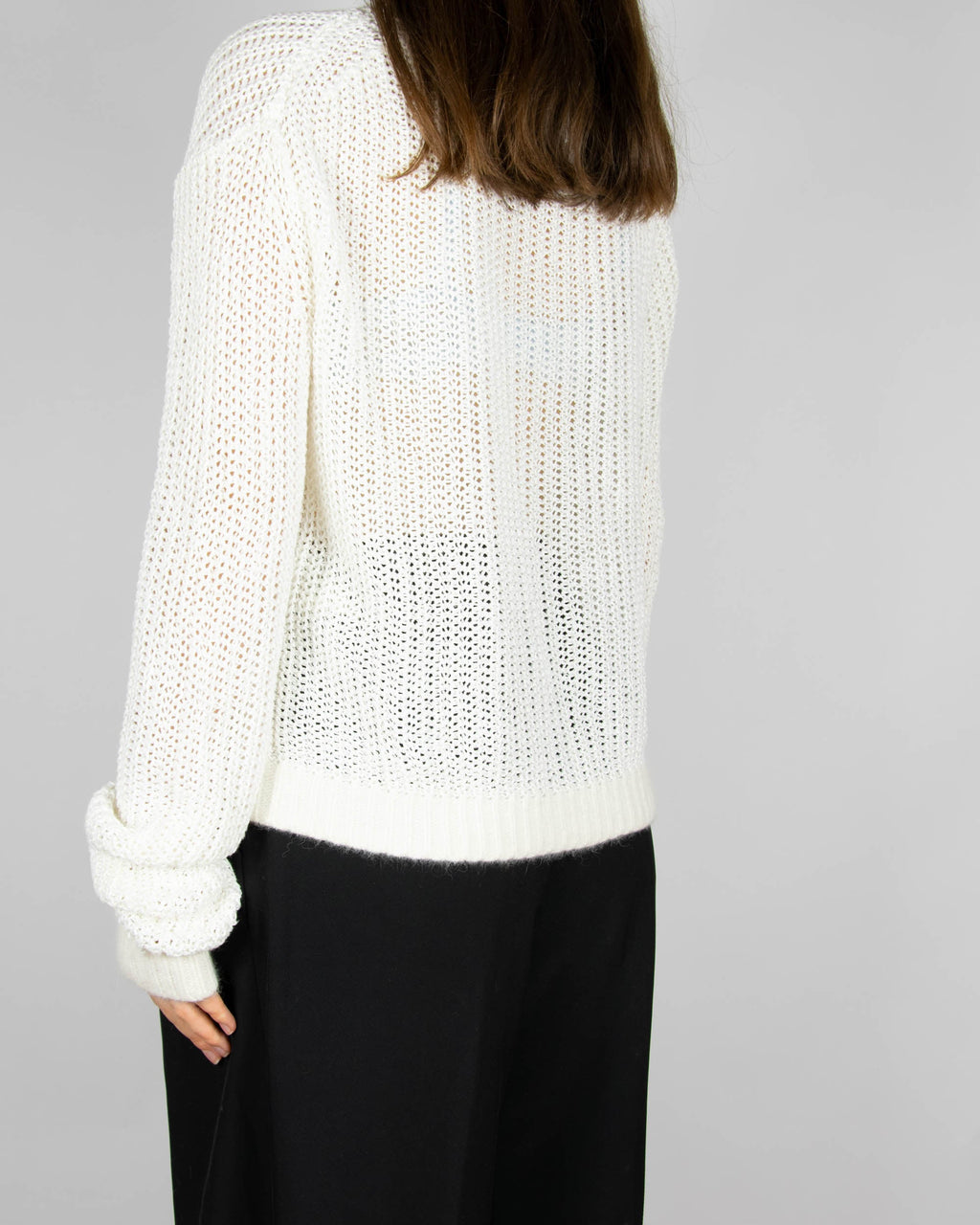 White linen and angora sweater by premium brand Acne Studios.