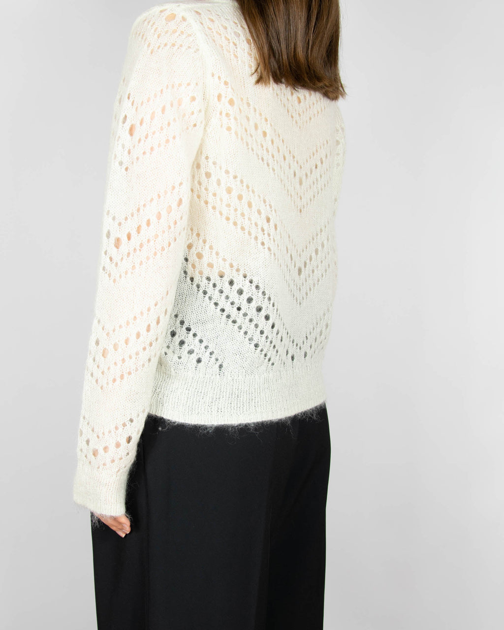 Cream mohair and wool openwork sweater by Stella Nova
