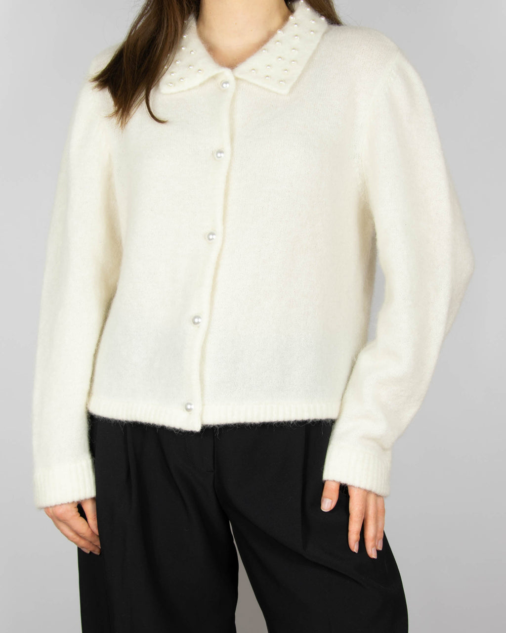 Cream alpaca and wool cardigan by Gestuz