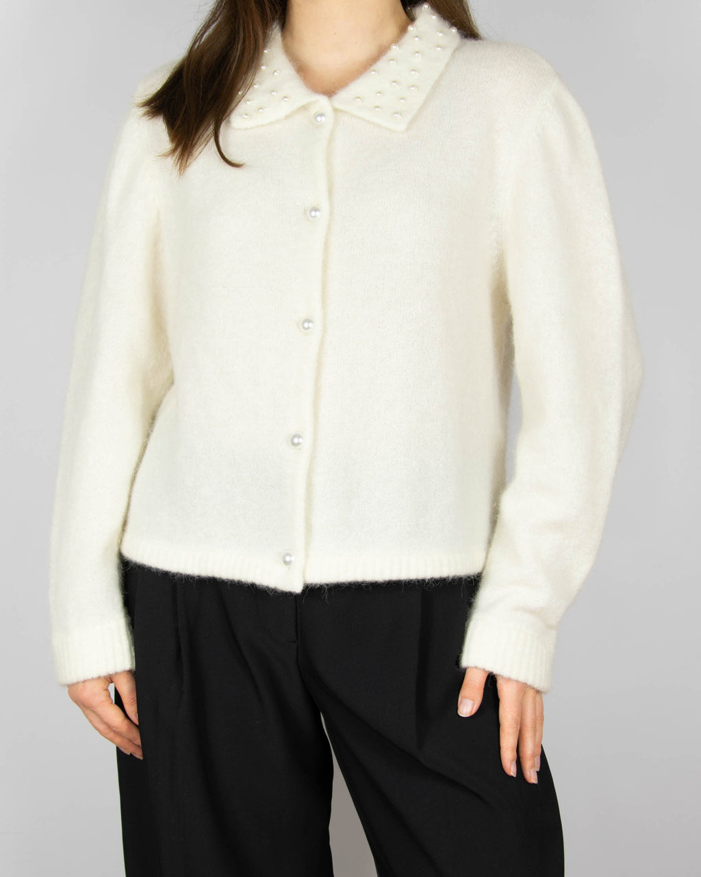 Cream alpaca and wool cardigan by Gestuz