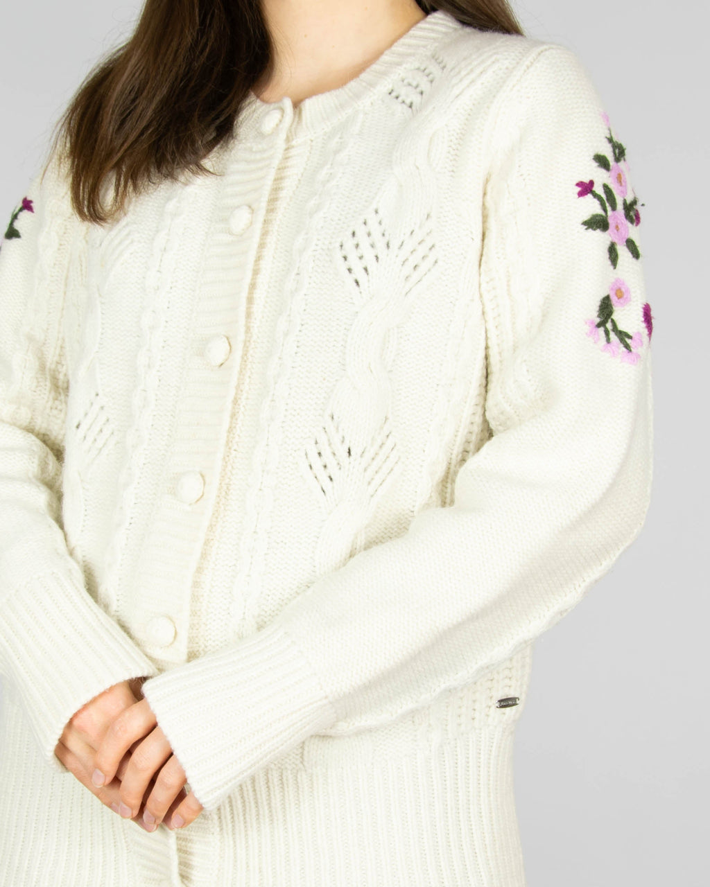 Cream embroidered lambswool cardigan by Jean Paul