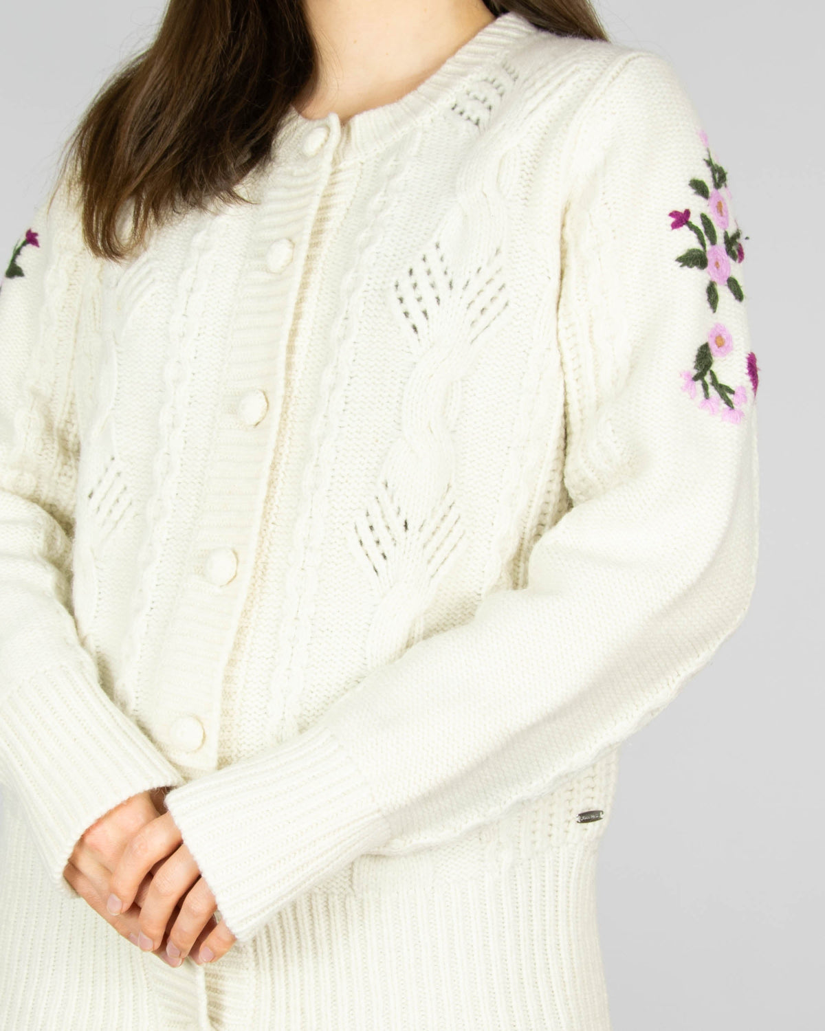 Cream embroidered lambswool cardigan by Jean Paul