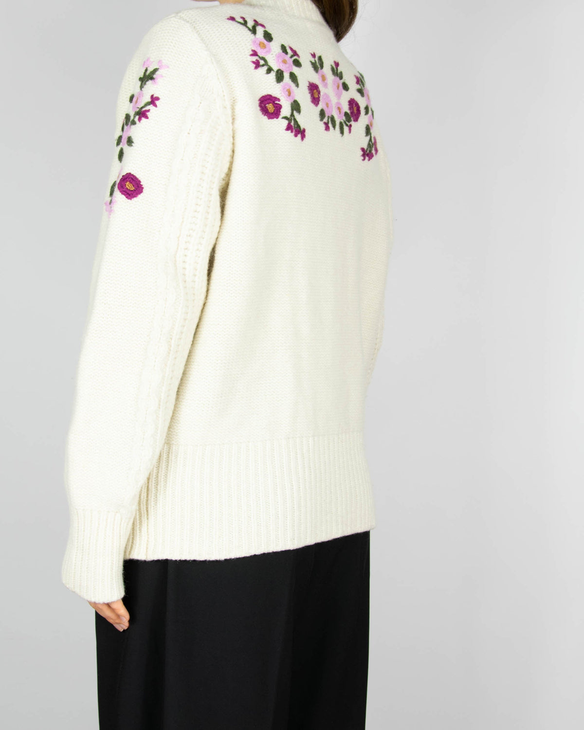 Cream embroidered lambswool cardigan by Jean Paul