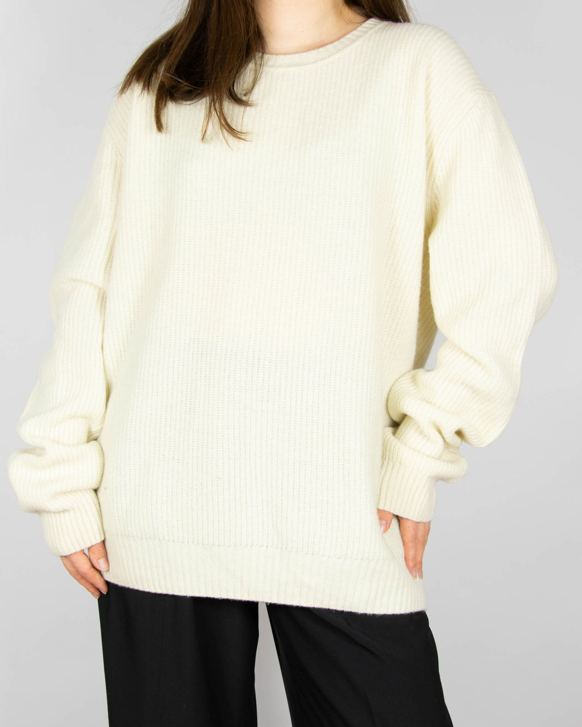 Cream extrafine merino wool sweater by Norwegian brand THE PRODUCT. Regular price: 2300 NOK (~970 PLN).