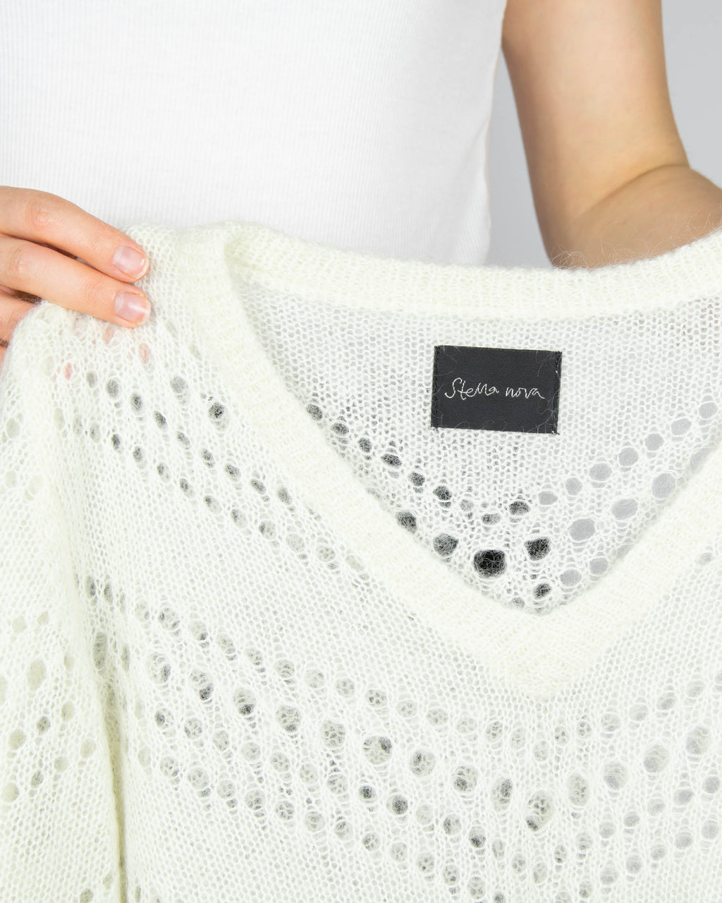 Cream mohair and wool openwork sweater by Stella Nova