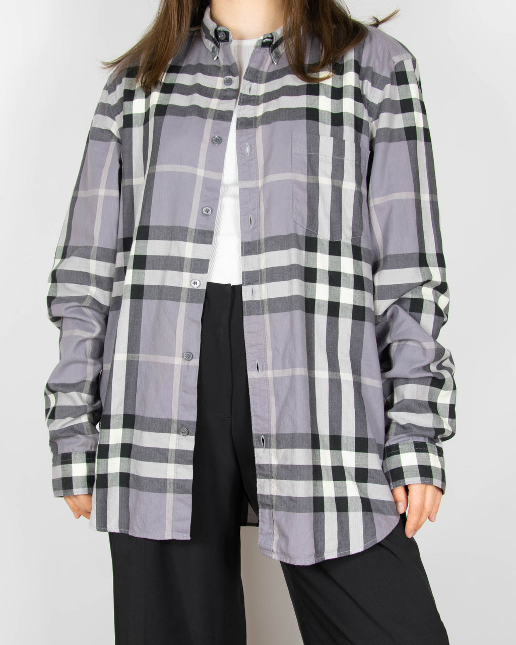 Grey checked cotton shirt by Burberry