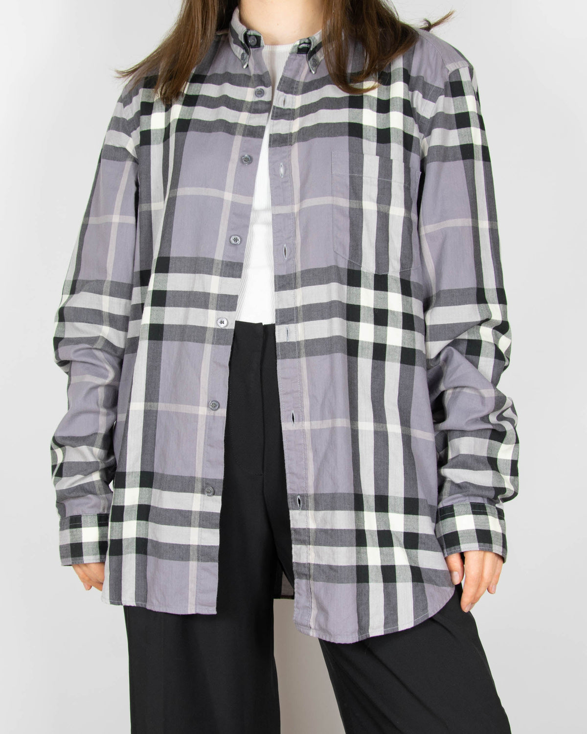 Grey checked cotton shirt by Burberry