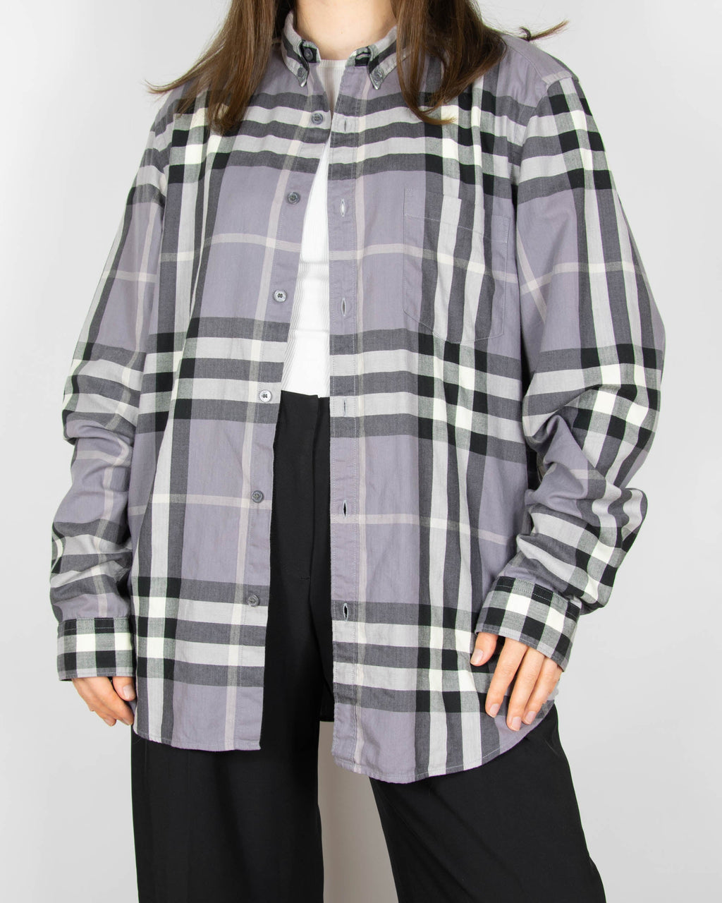 Grey checked cotton shirt by Burberry