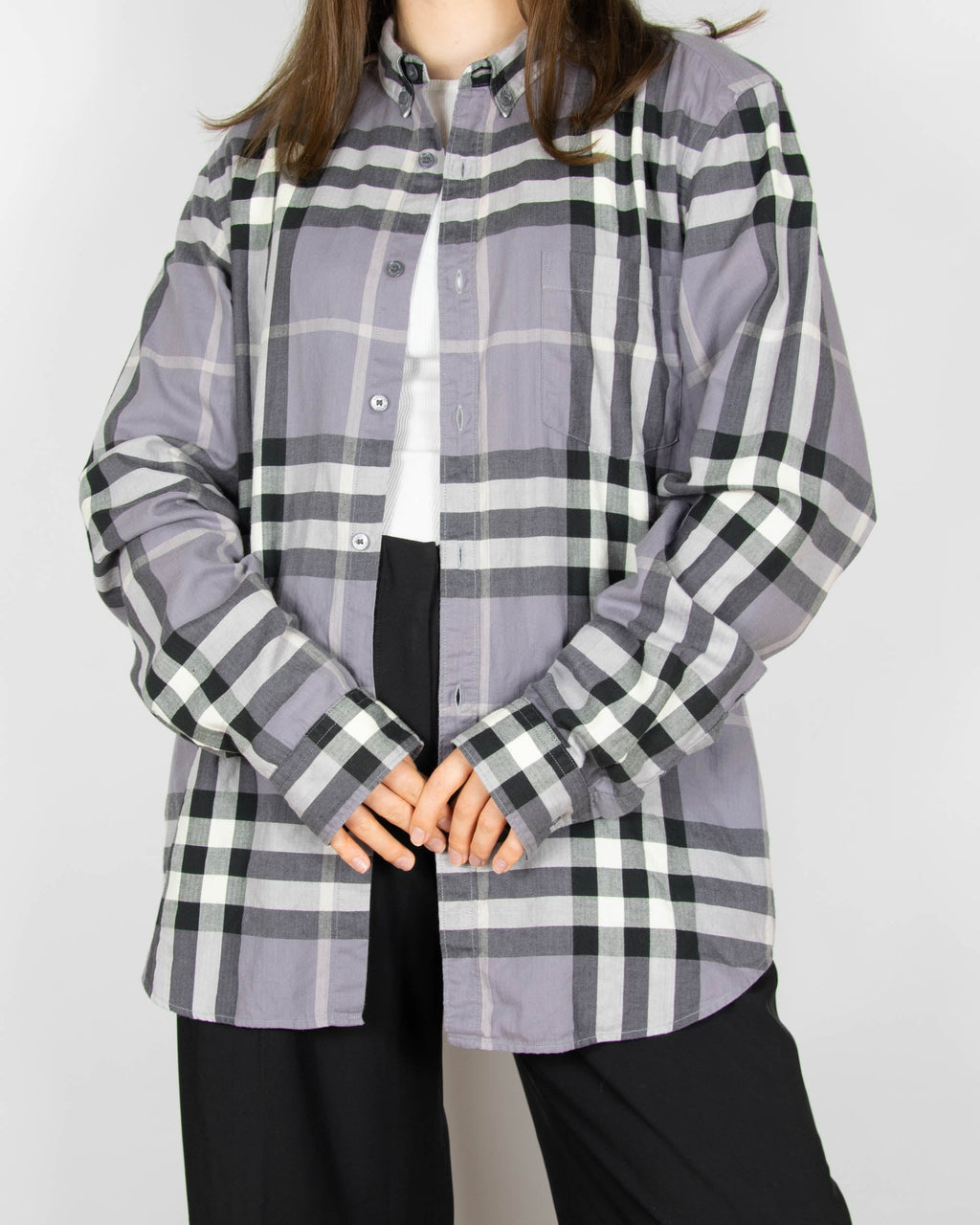 Grey checked cotton shirt by Burberry
