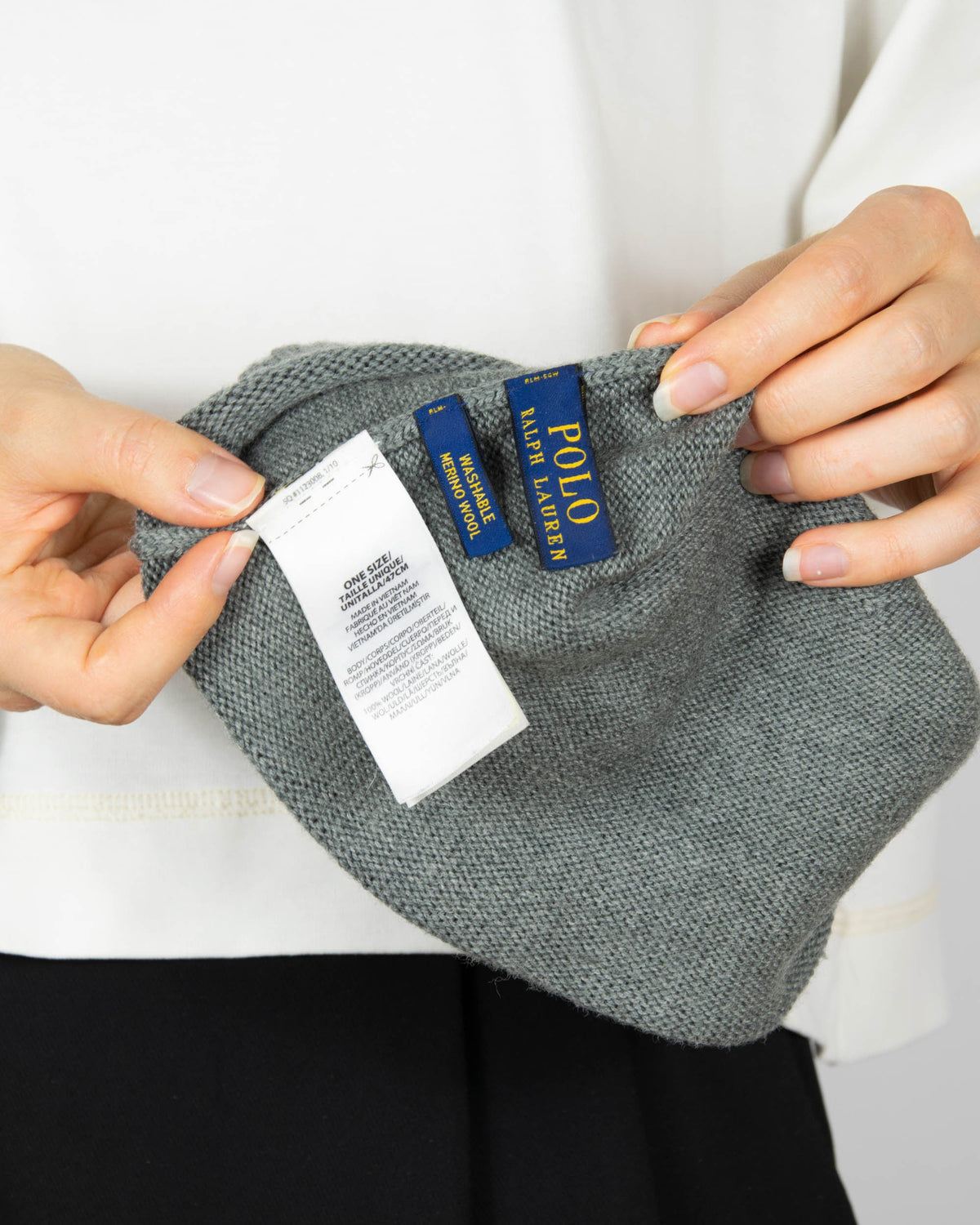 Grey merino wool hat by Ralph Lauren