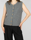 Grey wool vest with decorative gold-tone buttons by Zara