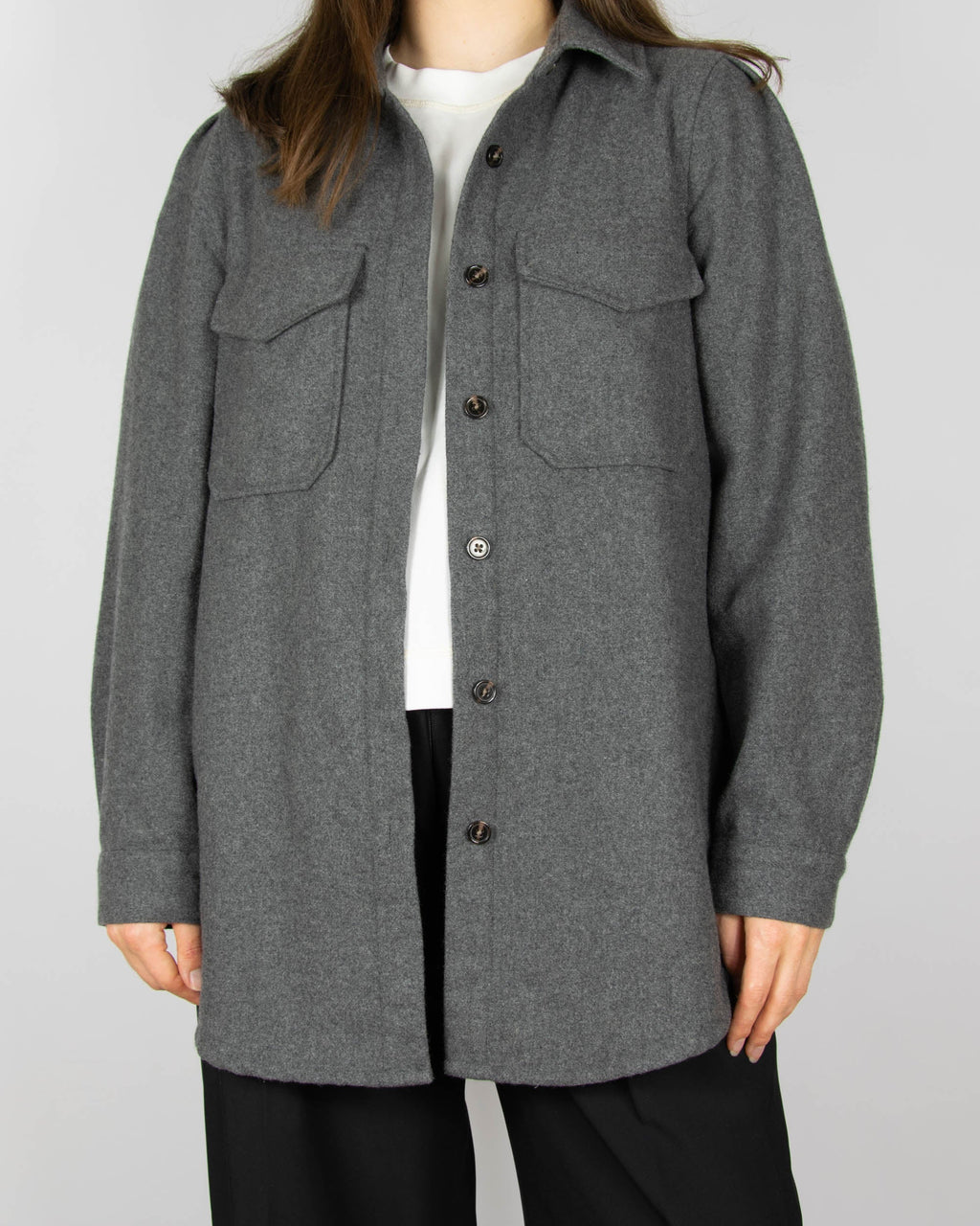 Grey wool-blend shirt jacket by OBJECT