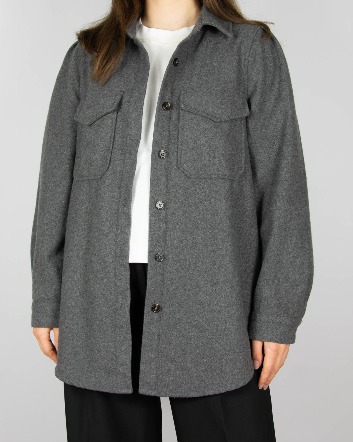 Grey wool-blend shirt jacket by OBJECT