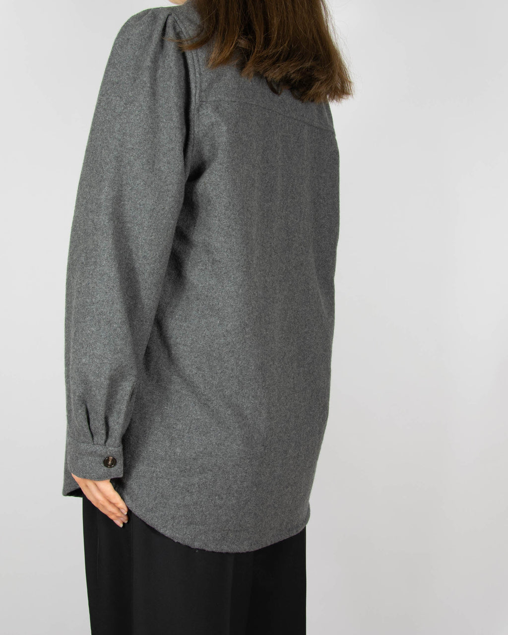 Grey wool-blend shirt jacket by OBJECT