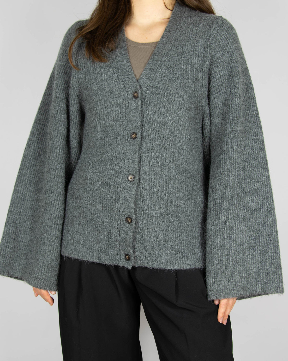 Grey cotton and wool cardigan by Danish brand BOII Studios.